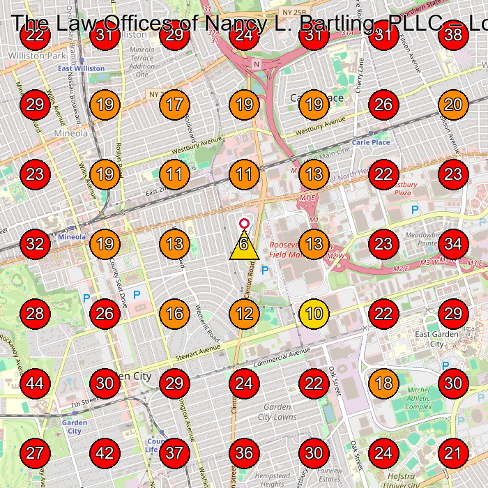 The Law Offices of Nancy L. Bartling, PLLC GeoGrid visibility map for Law Firm in Garden City